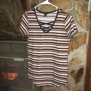 Multi color strapped chest shirt